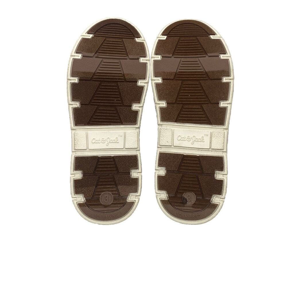Cat & Jack Big Kids Abram Sneakers Side Zipper Faux Brown Leather Size 3 - Picture 8 of 12